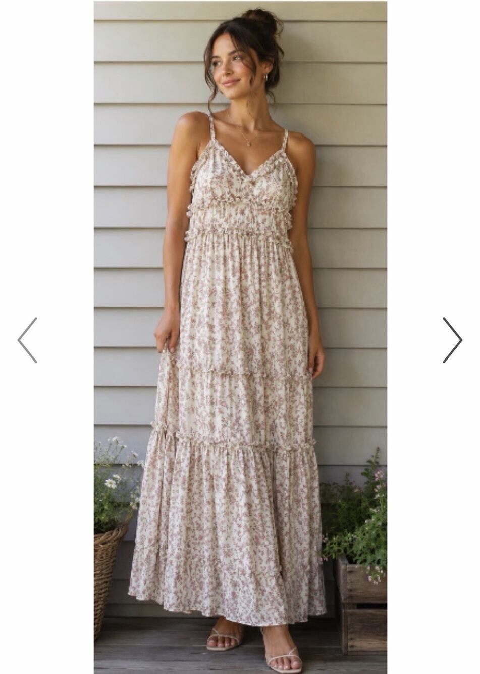 Arizona Jean Co Tiered Maxi Dress Medium Floral Cottagecore Prairie Coquette